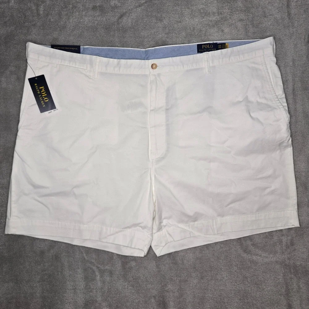 Polo Ralph Lauren Mens White Stretch Classic Fit Chino Shorts 48 NEW